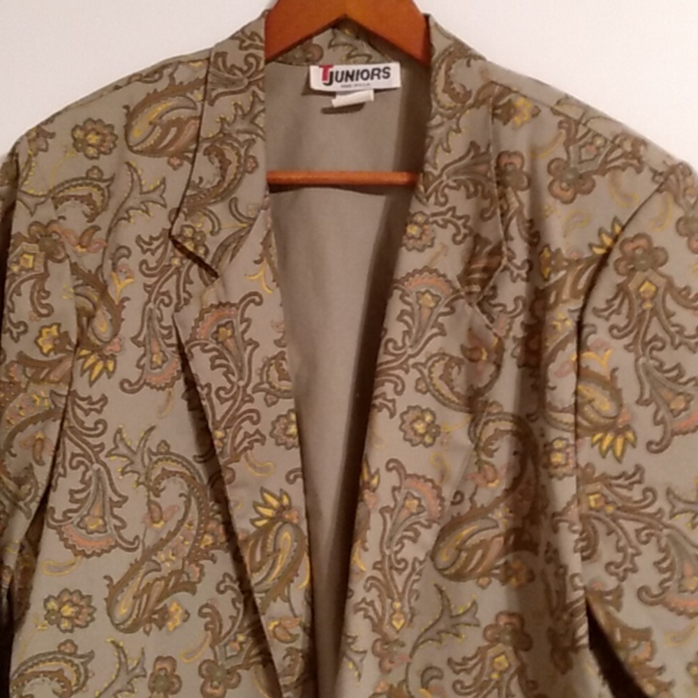 Vtg Cotton Natural Fiber Paisley Blazer